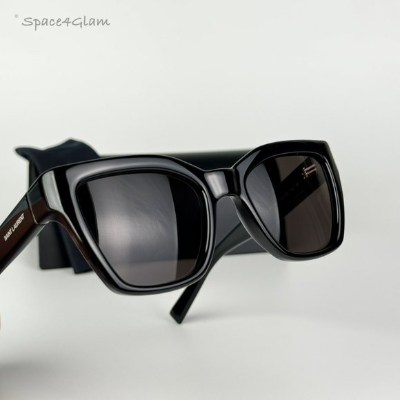 BRAND NEW Saint Laurent SL641 001 Black Cat Eye Unisex Sunglasses - Picture 6 of 13